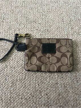 Y2K Coach Signature Canvas Wristlet in Brown